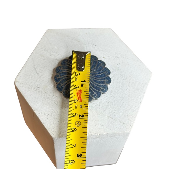 Vintage Mexico Sterling Silver Turquoise Inlay Sun Brooch - Picture 3 of 7